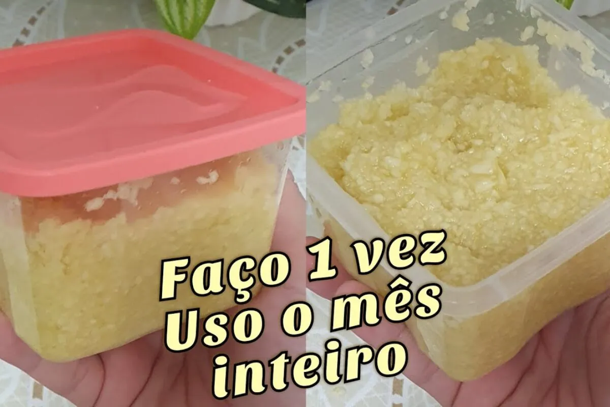 Aprendi a fazer um tempero caseiro com alho que é ótimo e rende para o mês inteiro