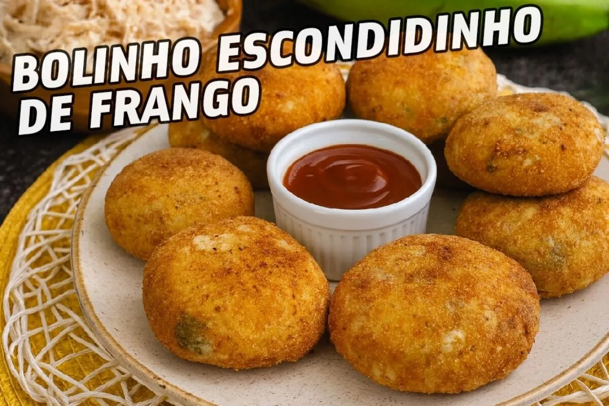 Bolinho de batata com frango cremoso que transformei do escondidinho tradicional em petisco