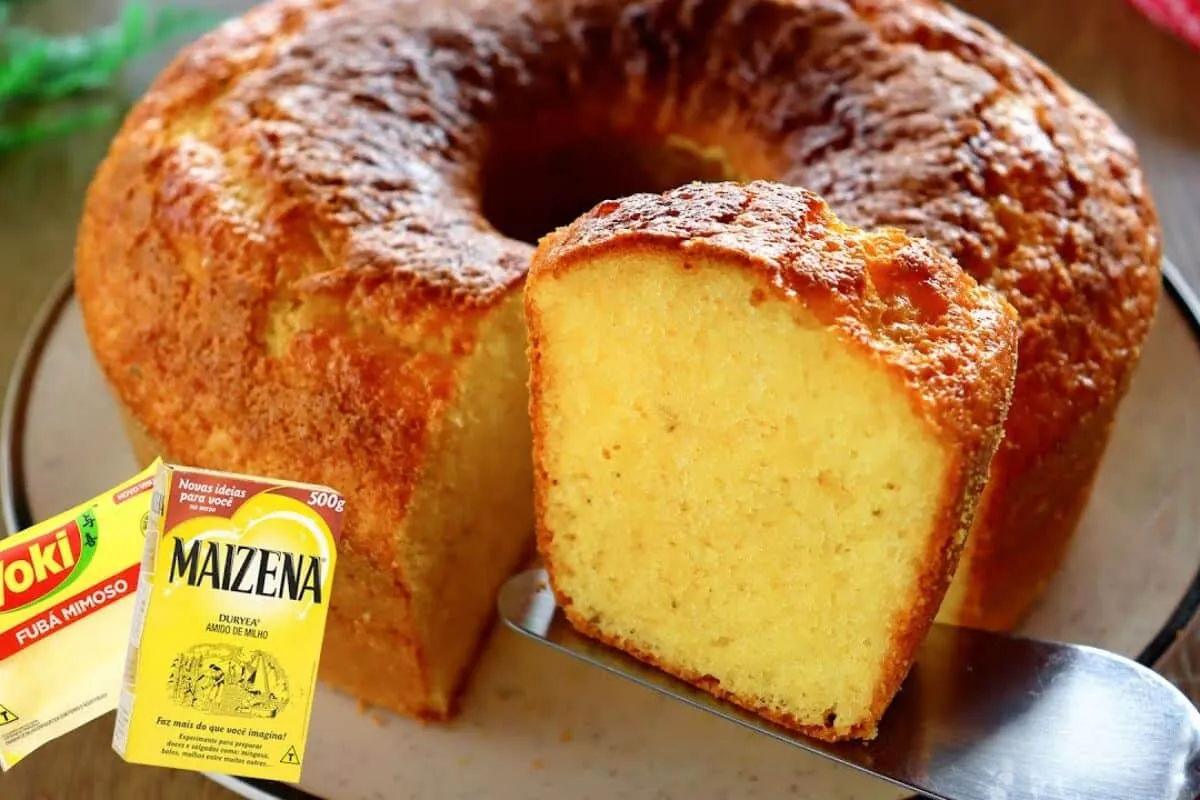 Bolo algodão de maisena super fácil de fazer que fica muito gostoso para o café