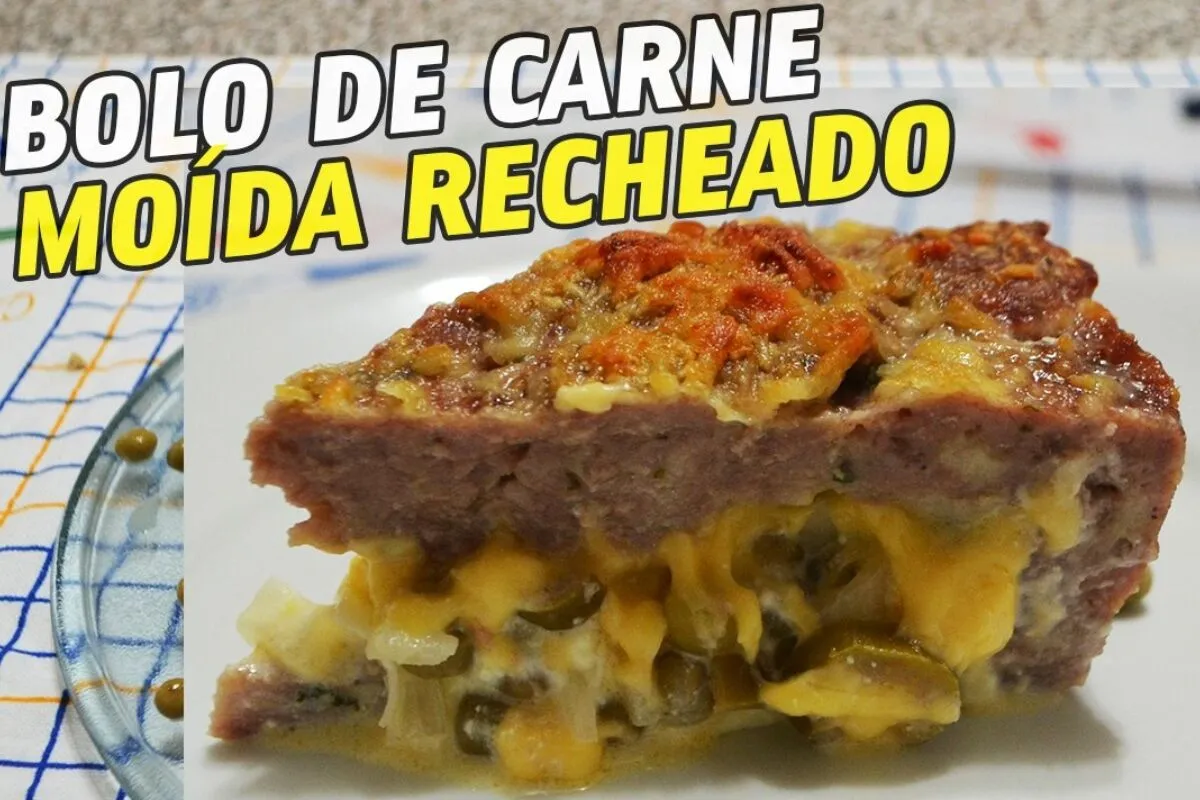 Bolo de carne moída recheado, que é uma refeição completa e vai surpreender todo mundo