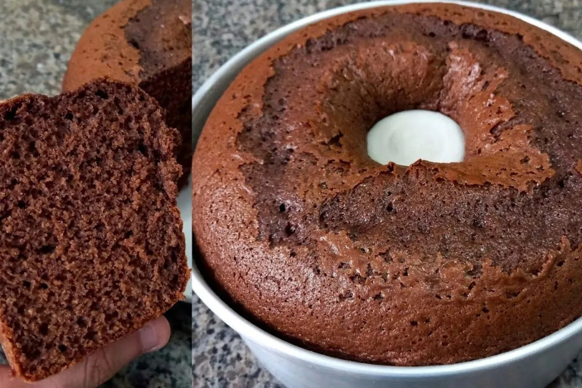 Bolo de chocolate 50% cacau fofinho e com sabor intenso de padaria