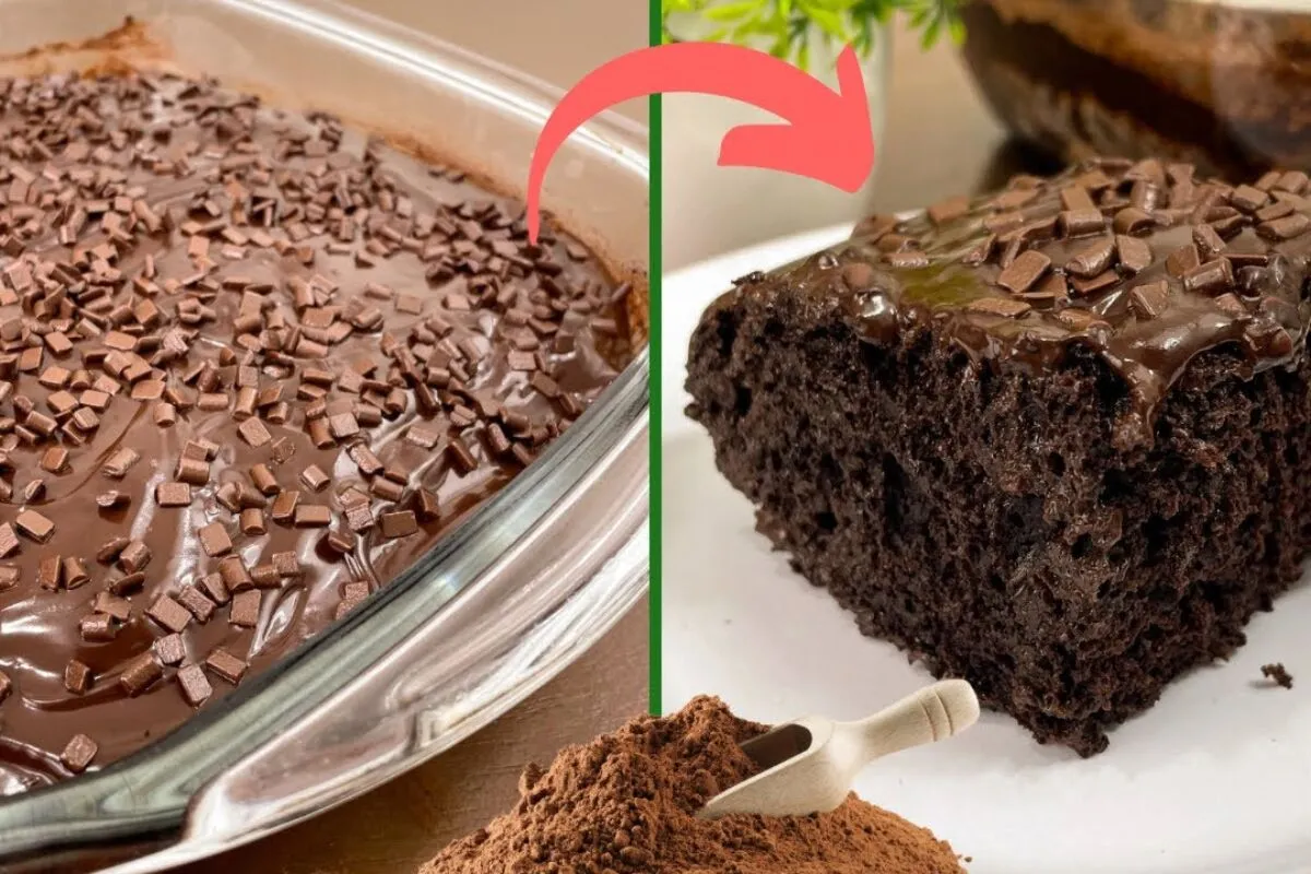 Bolo de chocolate sem glúten fofinho e muito saboroso para seu café da manhã