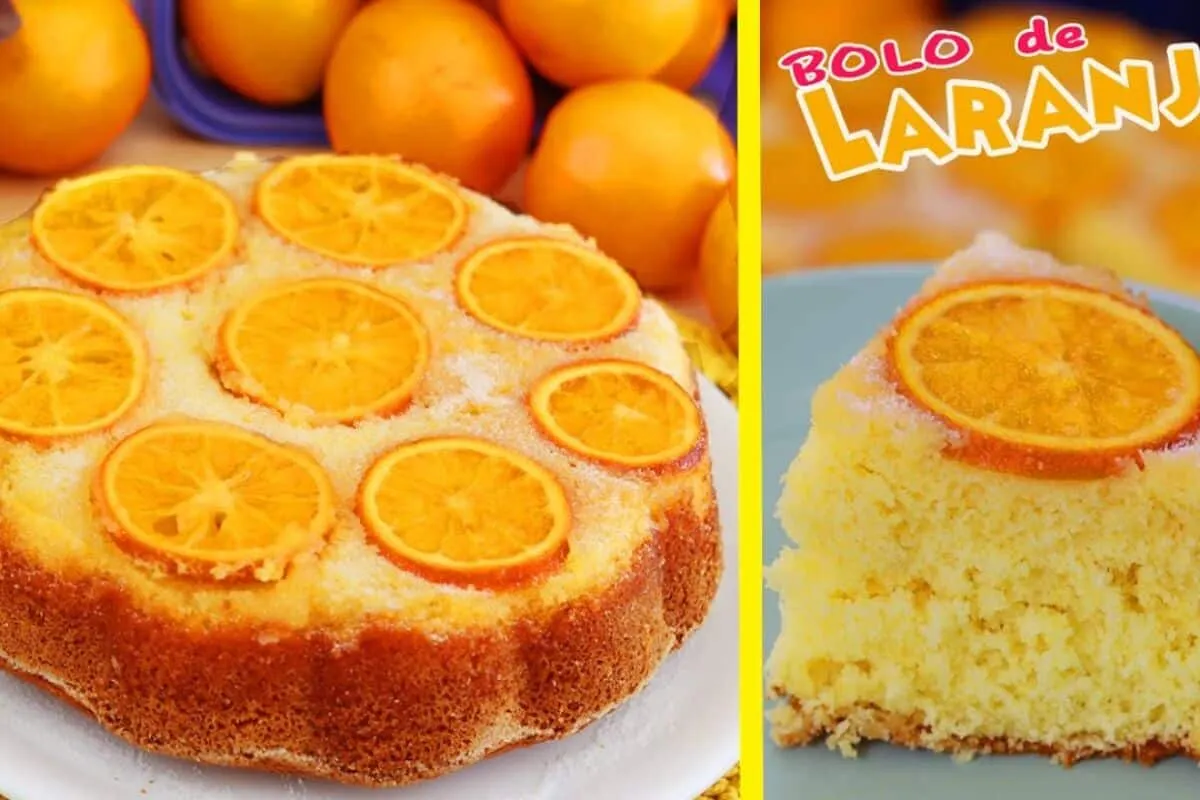 Bolo de laranja super fofinho e delicioso: caramelizado por cima e fica uma delícia
