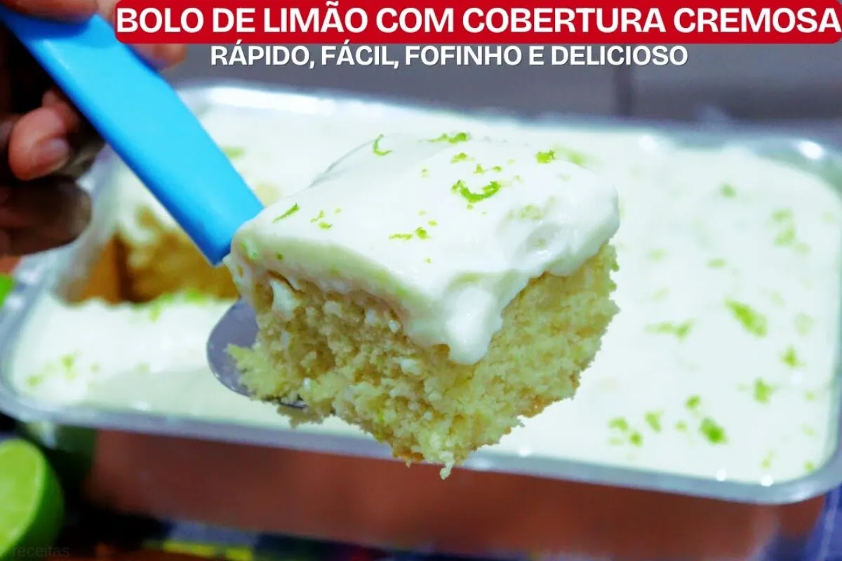 Bolo de limão que derrete na boca: massa fofinha, cobertura cremosa e sabor incrível