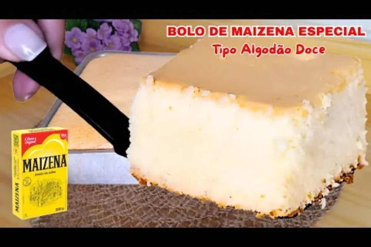Bolo de maizena leve e fofinho feito sem farinha, sem óleo e sem fermento