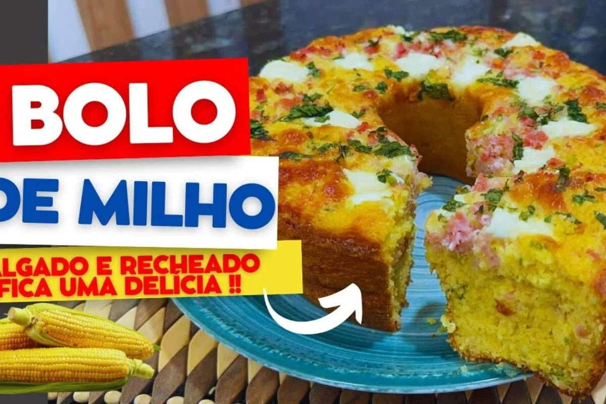 Bolo de milho salgado e recheado para servir como um lanche especial para sua família