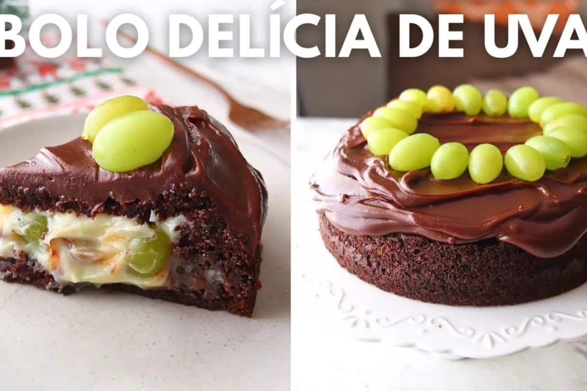Bolo delícia de uva: a massa de chocolate fofinha e perfeita para brilhar na mesa da Ceia de Natal.