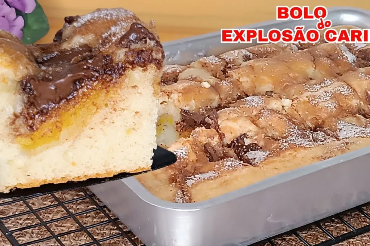 Bolo explosão do caribe recheado e delicioso que surpreende no sabor