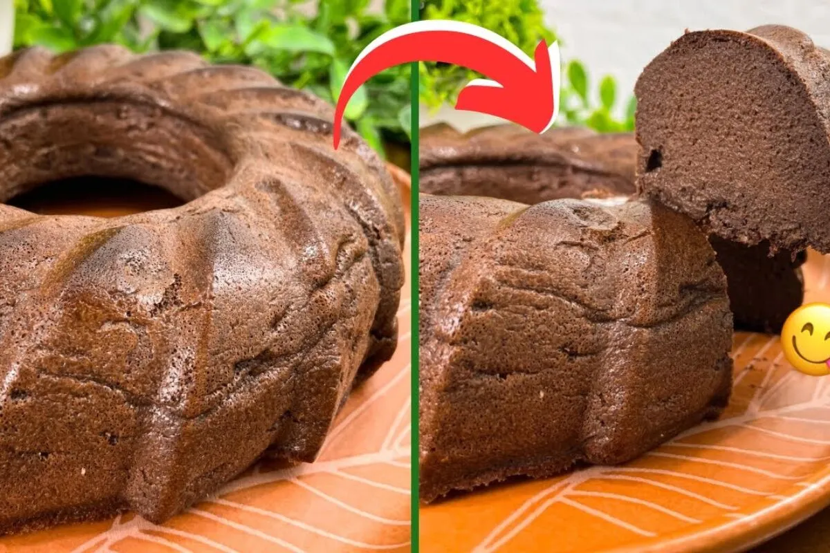 Bolo pudim de chocolate sem leite, sem glúten e sem açúcar que fica irresistível