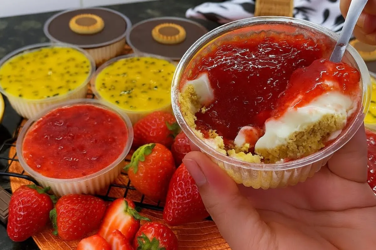 Cheesecake de pote sem forno na receita fácil e lucrativa para você vender e faturar