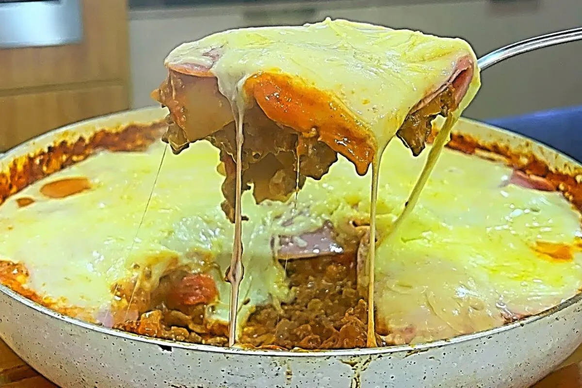 Como fazer lasanha de frigideira super rápida de fazer e gostosa igual do forno
