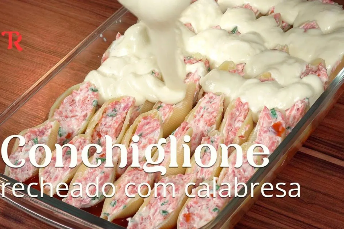 Conchiglione recheado cremoso e gratinado, digno de restaurante para você fazer em casa