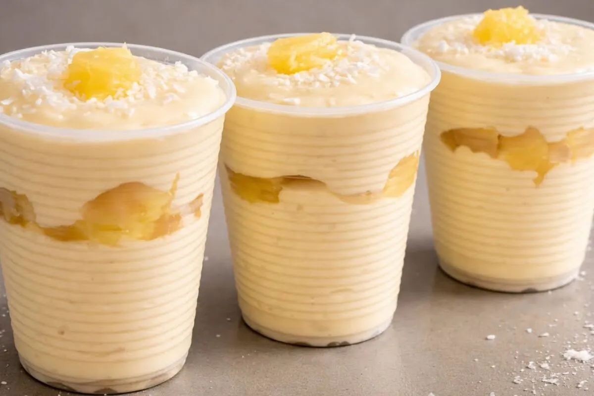 Cremoso de abacaxi feito no liquidificador, para você servir uma sobremesa rápida e muito gelada