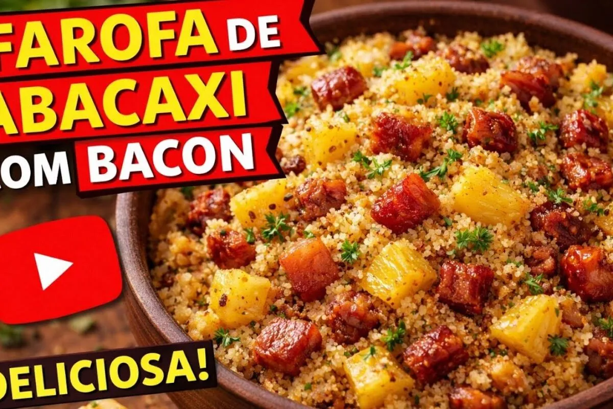 Farofa de abacaxi com bacon de sabor agridoce, o acompanhamento que faz sucesso no churrasco