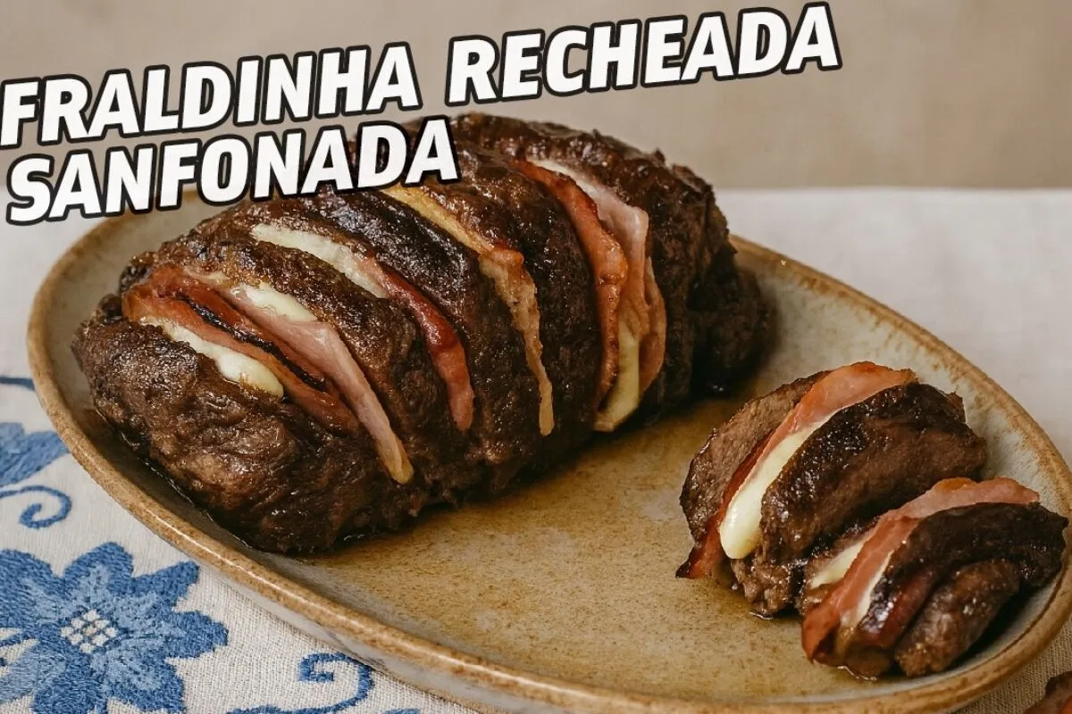 Fraldinha recheada e suculenta feita no estilo sanfonada para o almoço de domingo