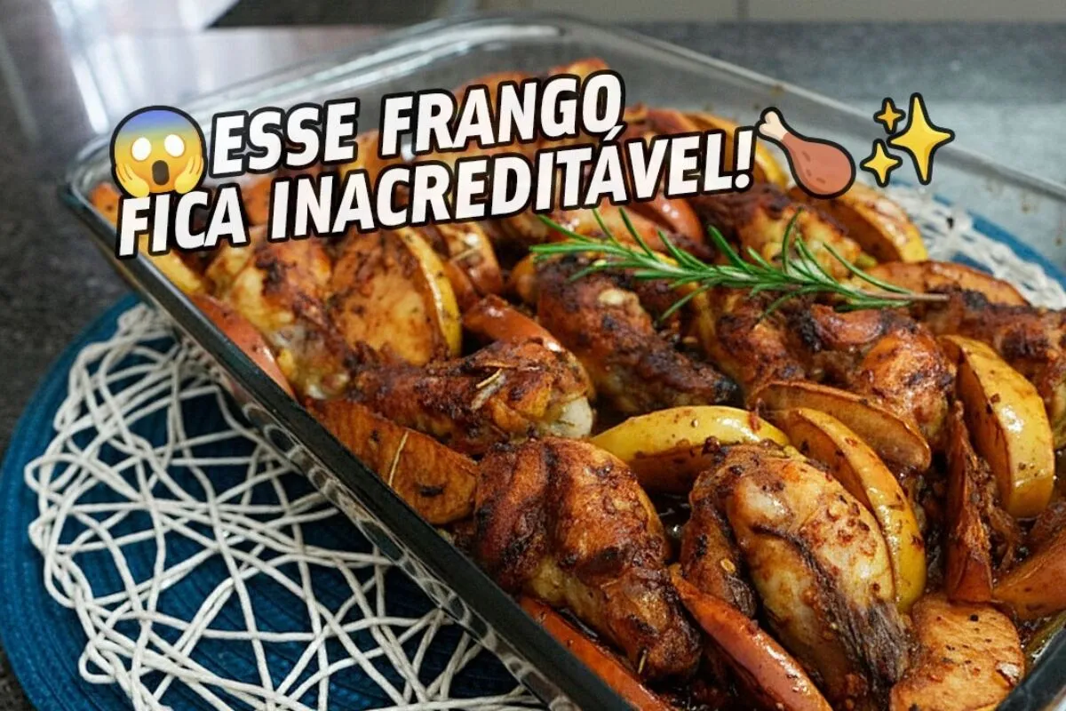 Frango assado com maçã: a combinação inusitada que deixa a carne muito mais suculenta e saborosa