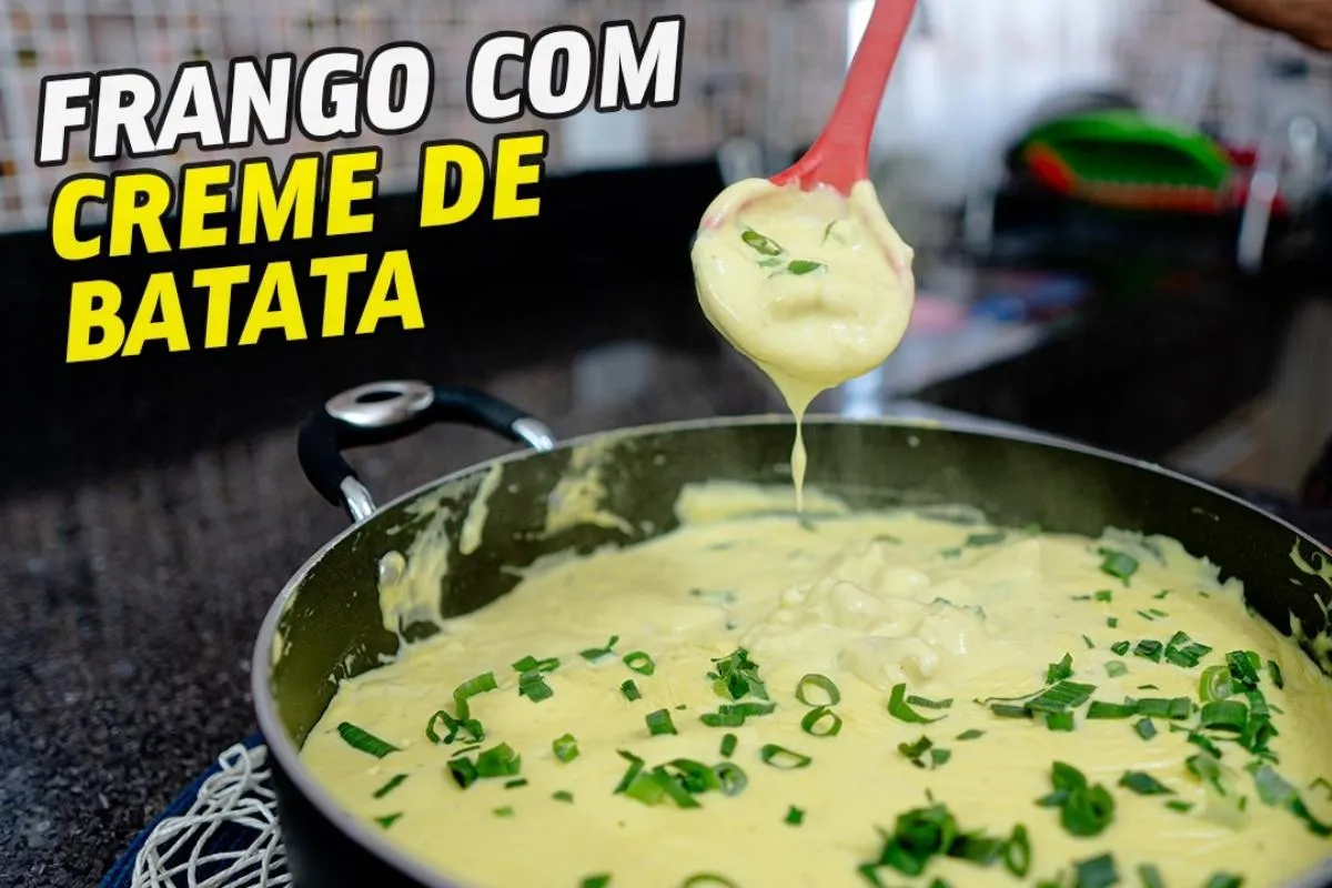 Frango com creme de batata que fica pronto rapidinho para o almoço
