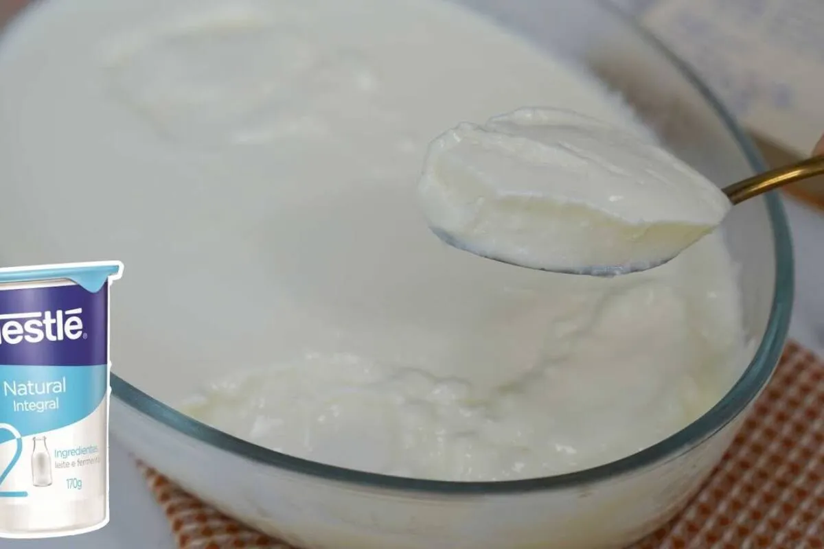 Iogurte natural caseiro: só 2 ingredientes e fica nessa consistência incrível
