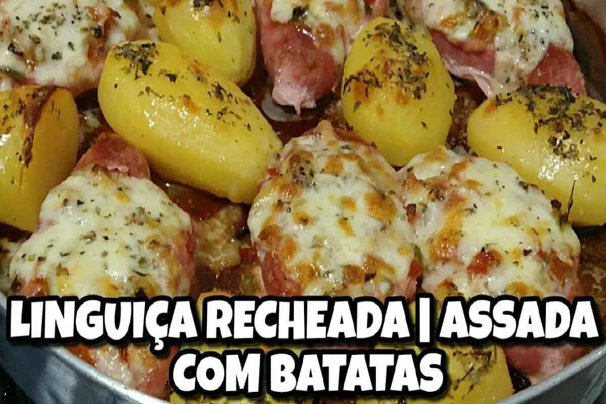 Linguiça recheada com batatas muito fácil e econômica para seu almoço de domingo