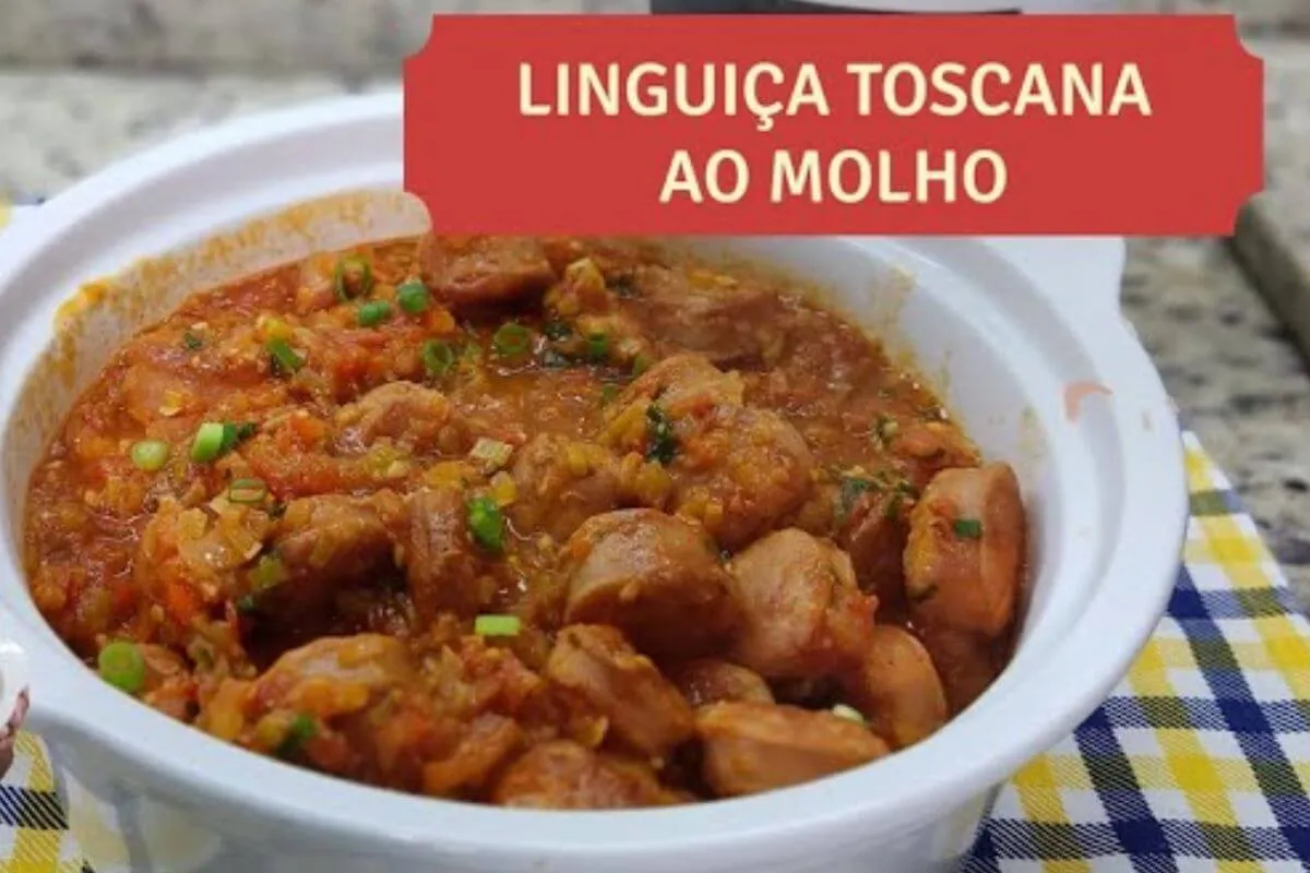 Linguiça toscana ao molho receita barata e econômica mas carregada de sabor