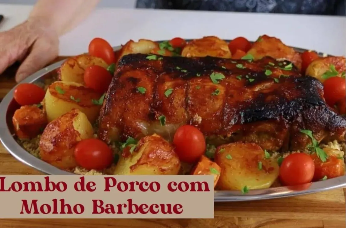 Lombo de porco assado com barbecue um belo prato principal para seu almoço de natal