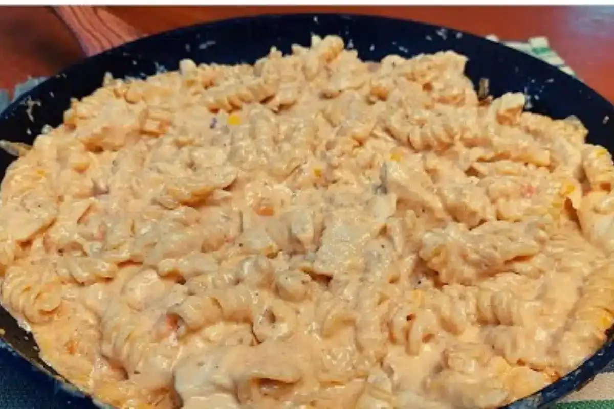 Macarrão cremoso com frango: uma refeição rápida e deliciosa que fica pronta em poucos minutos para salvar o seu dia