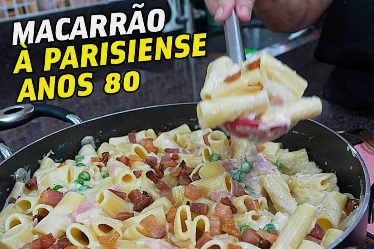 Macarrão dos anos 80 à parisiense: cremoso com bacon e queijo igual da vovó