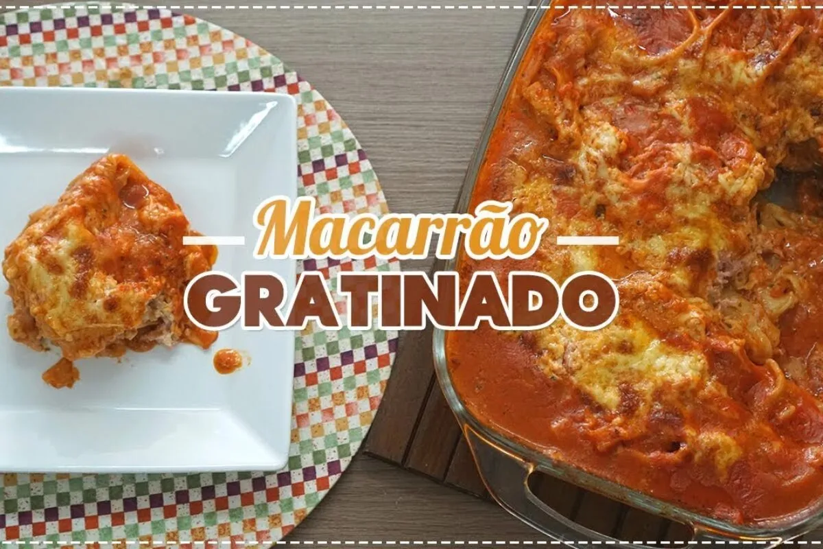 Macarrão gratinado super cremoso e dá uma refeição completa para sua família