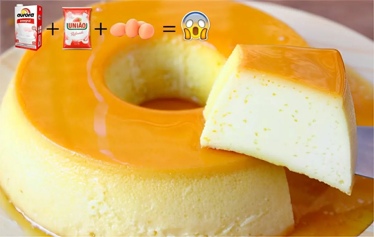 Misturei leite açúcar e ovos e fiz um delicioso pudim sem leite condensado