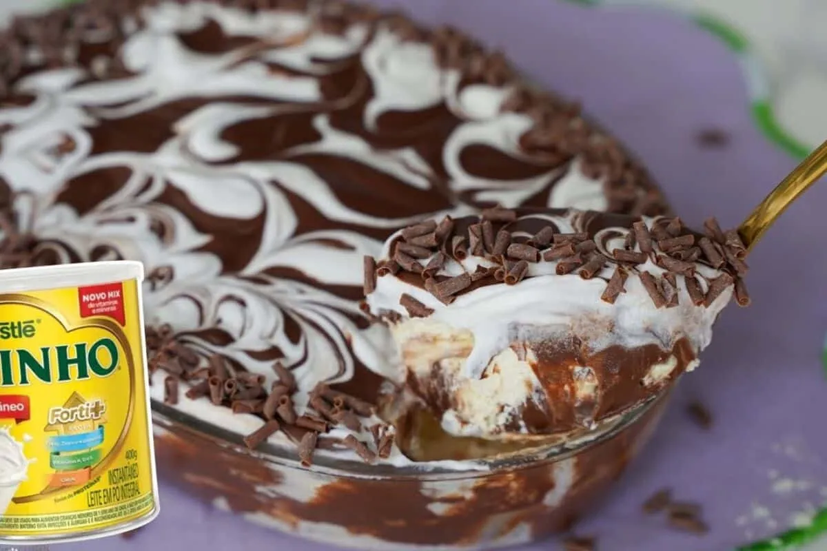 Mousse de leite ninho trufado, uma sobremesa de travessa que fica bem cremosa e irresistível