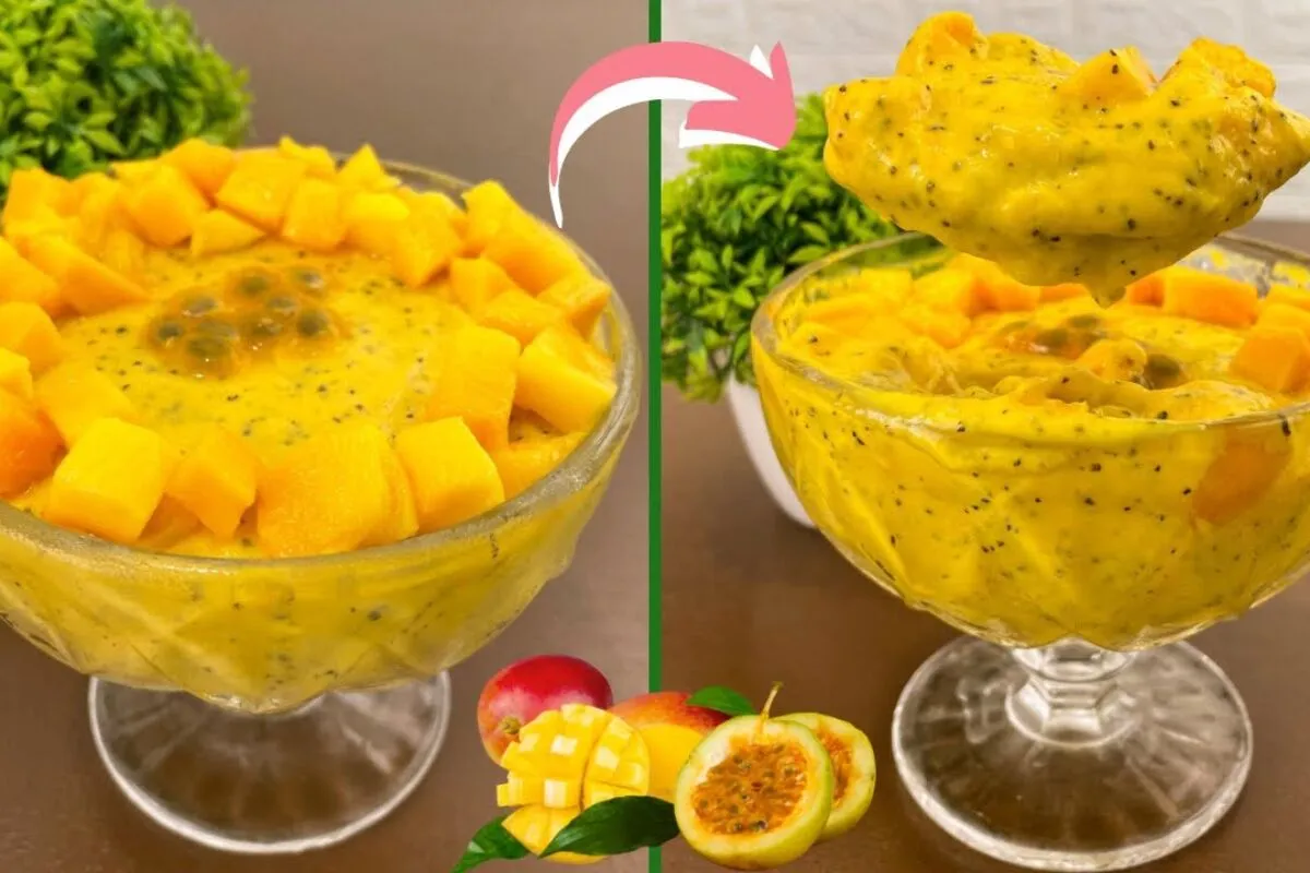 Mousse sem leite condensado, uma sobremesa de frutas econômica, leve, fácil e deliciosa