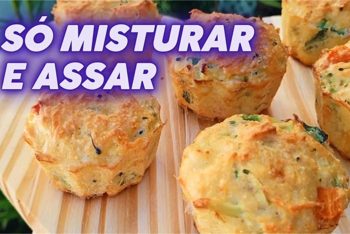 Muffin salgado proteico com frango, ideal para lanches da tarde mais leve e saudável