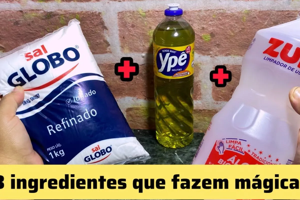 Multiuso caseiro poderoso com sal detergente e álcool para limpeza completa da casa