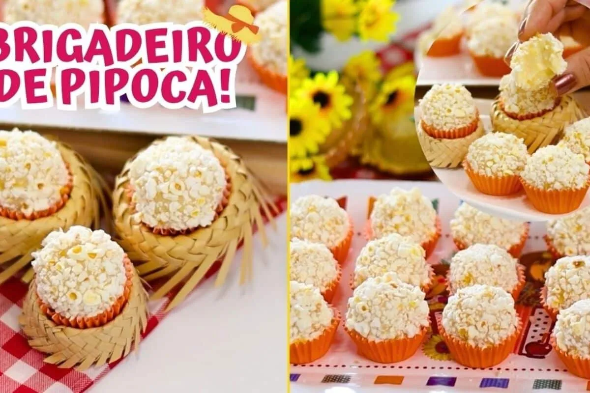Não deixe sua festa junina passar sem esse experimentar esse brigadeiro de pipoca
