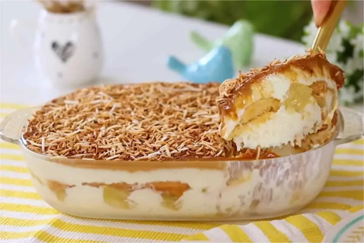 Pavê tropical de abacaxi e coco: a sobremesa que todo mundo ama, super refrescante e saborosa