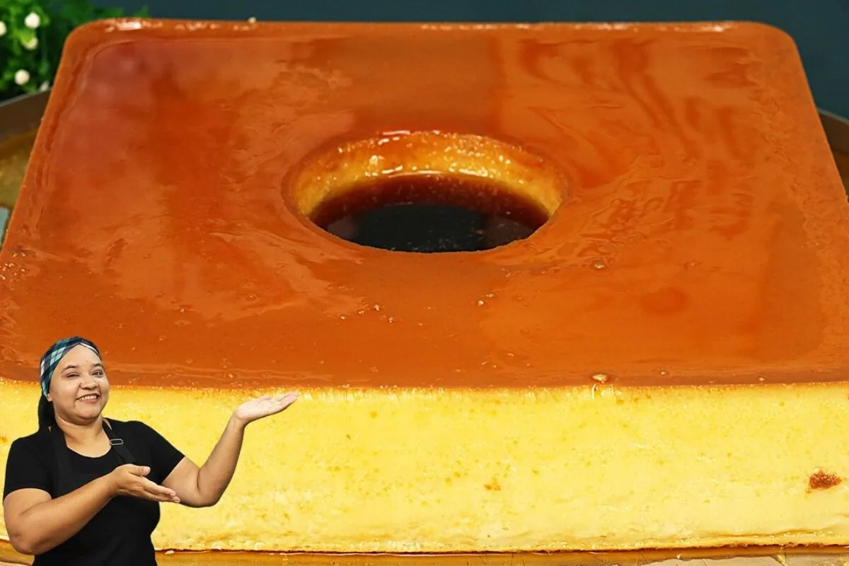 Pudim de 3 quilos feito na forma quadrada, que rende muito para toda a família e fica incrível