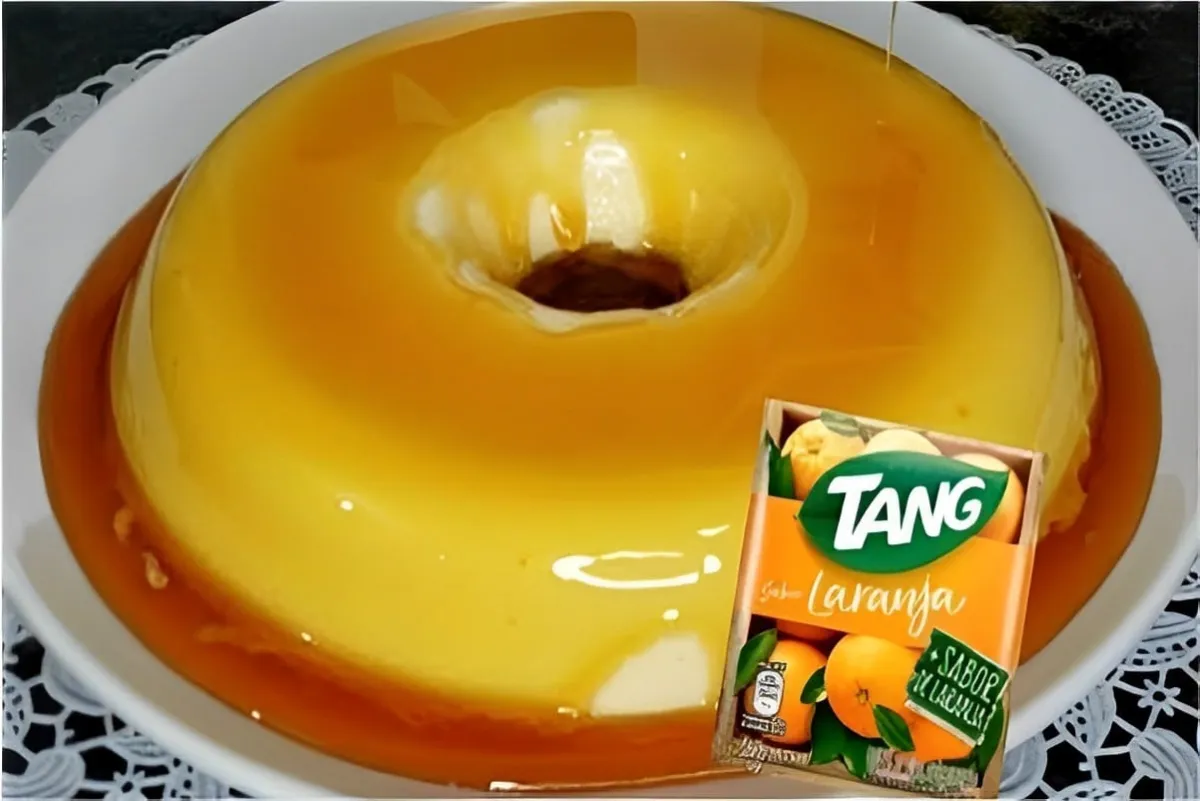 Pudim de laranja com suco em pó um pudim de laranja prático feito com Tang