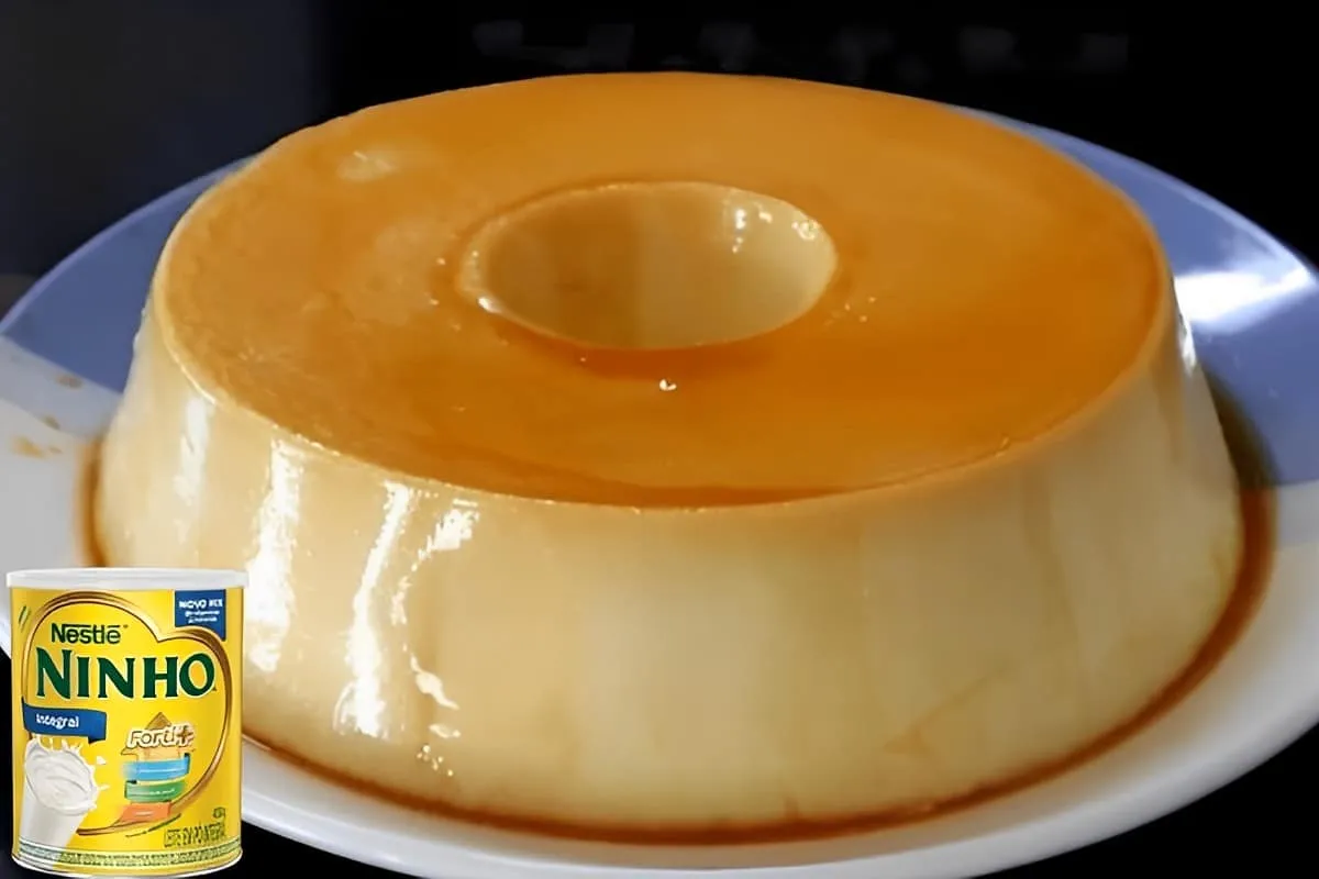 Pudim de Leite Ninho sem forno e sem ovos é só bater os ingredientes e levar para geladeira