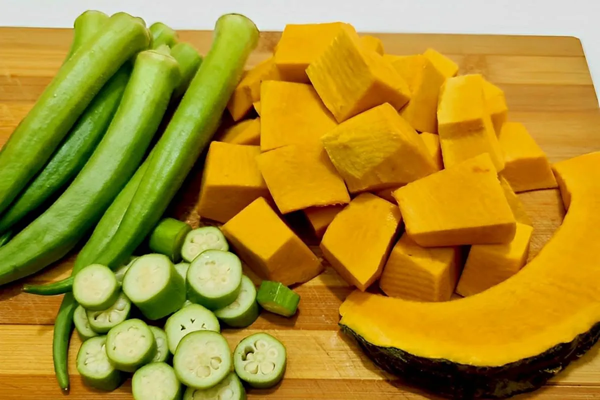 Quiabo com abóbora um acompanhamento simples e delicioso para o almoço ou jantar