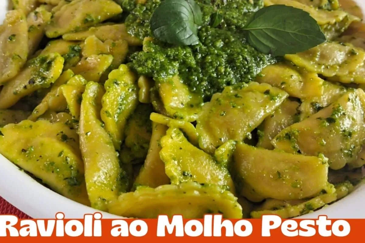 Ravioli ao molho pesto super fácil de fazer e com sabor incrível