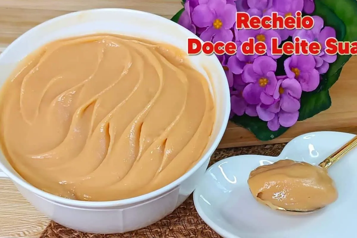 Recheio de doce de leite suave cremoso e estruturado para bolos e sobremesas