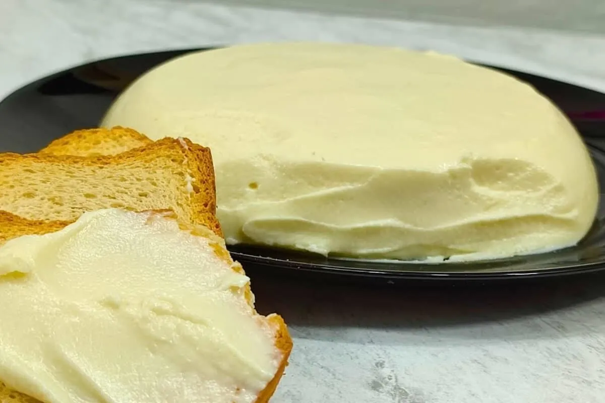 Requeijão cremoso de corte feito com apenas 2 ingredientes simples