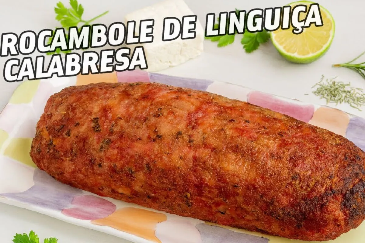 Rocambole de calabresa recheado com queijo minas, receita surpreendente e fácil