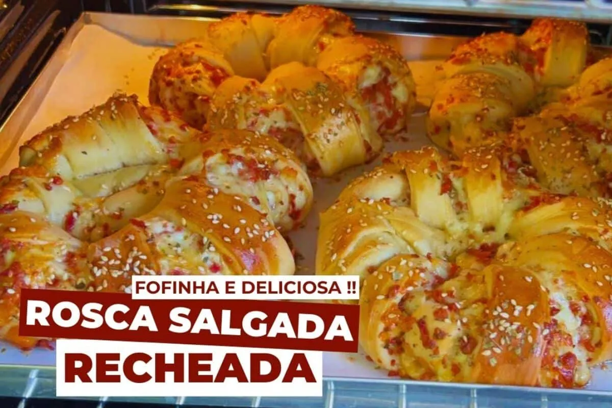 Rosca salgada recheada fofinha e super deliciosa em uma receita fácil e rápida para o seu lanche