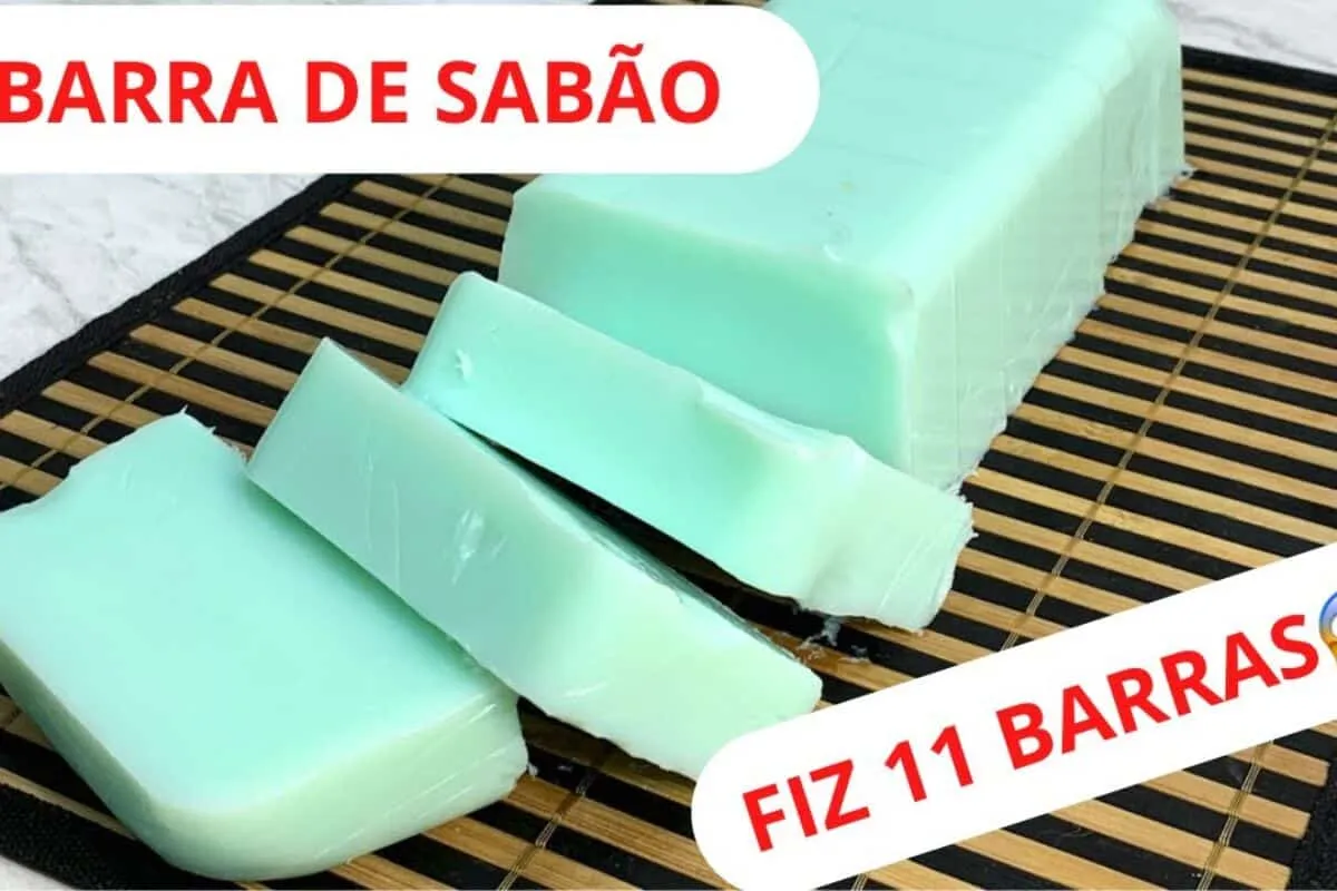 Sabão em barra caseiro com poucos ingredientes: limpa muito, rende bem e é fácil de fazer