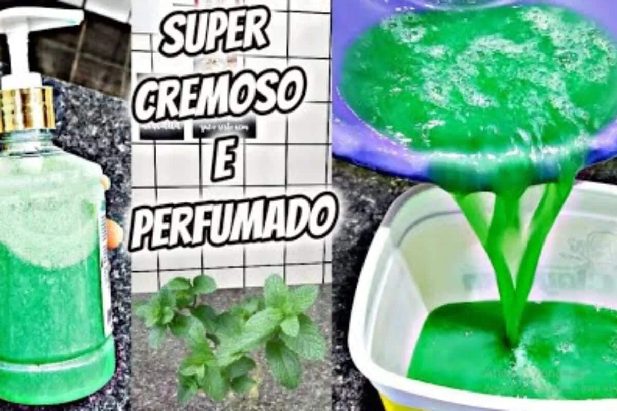 Sabonete líquido de hortelã caseiro com 4 ingredientes fácil e perfumado