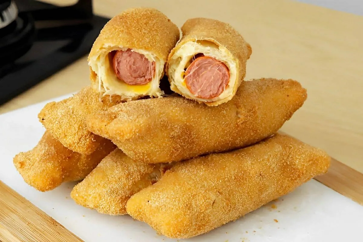 Salgado feito com massa de 2 ingredientes o salgado mais fácil do mundo e fica uma delícia