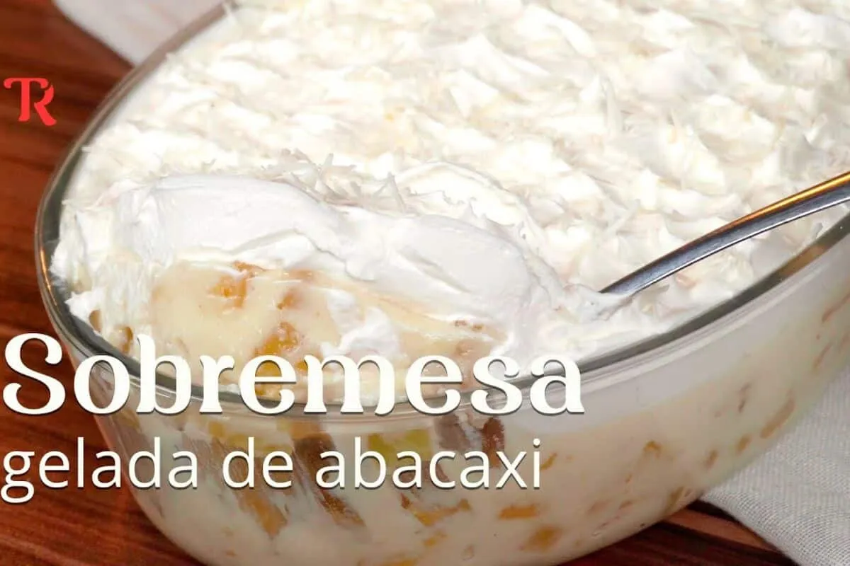 Sobremesa de abacaxi geladinha e bem cremosa, que vai deixar um gostinho de quero mais