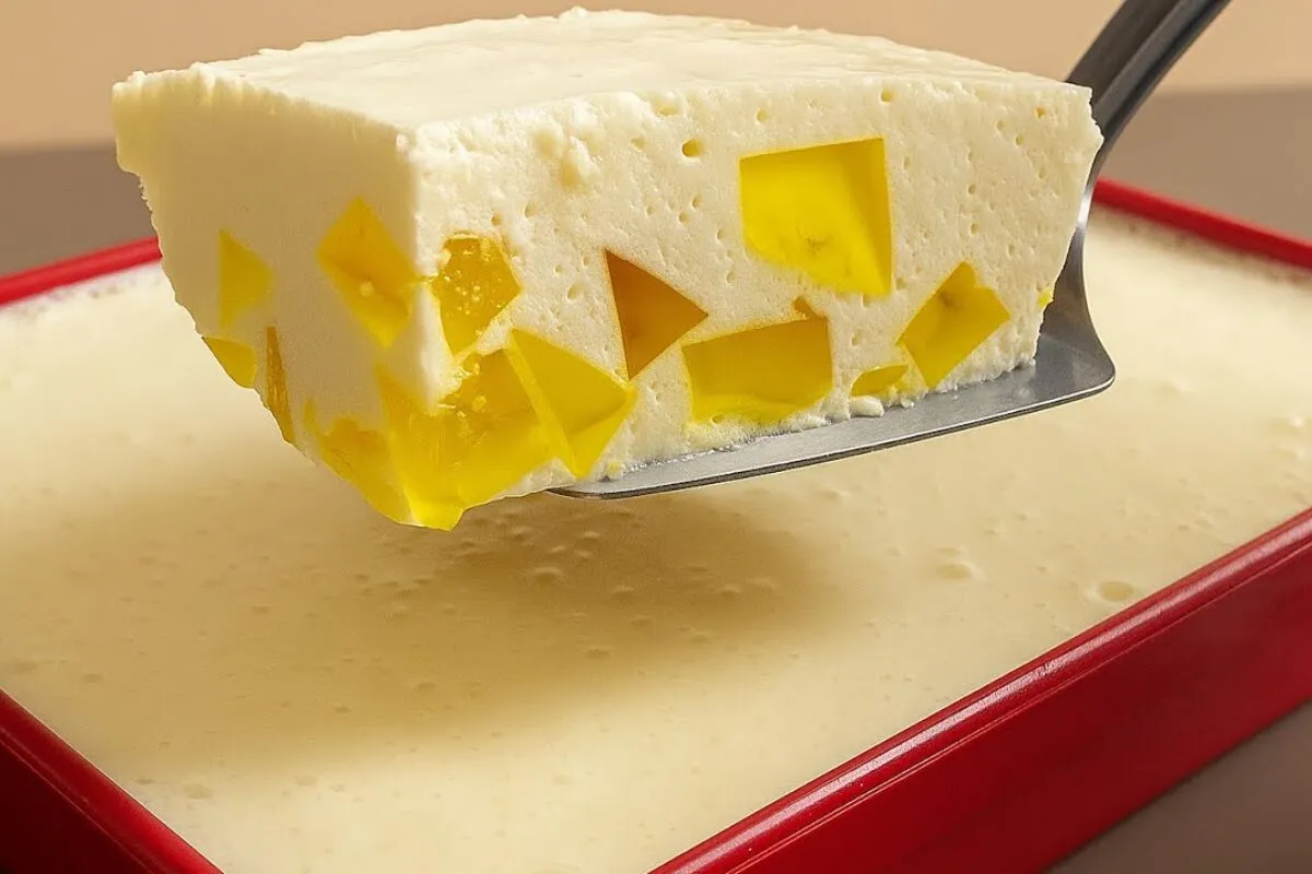 Sobremesa mosaico de abacaxi: é só bater no liquidificador e levar para gelar para ter um doce incrível