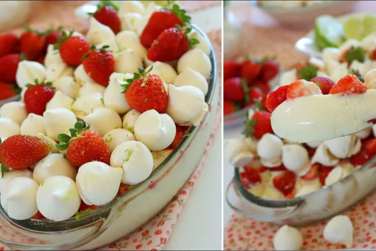 Sobremesa refrescante e fácil: mousse de limão com morangos que leva poucos ingredientes